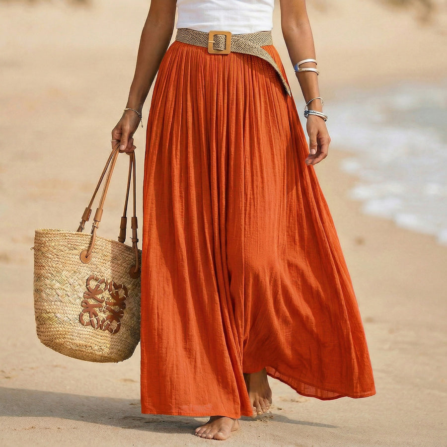 Elastic-waist Flared Maxi Dress - Perfect Holiday Beach Dress