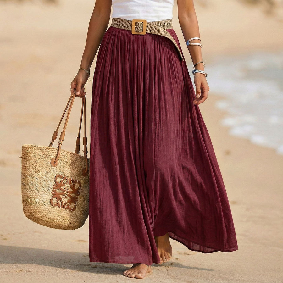 Elastic-waist Flared Maxi Dress - Perfect Holiday Beach Dress