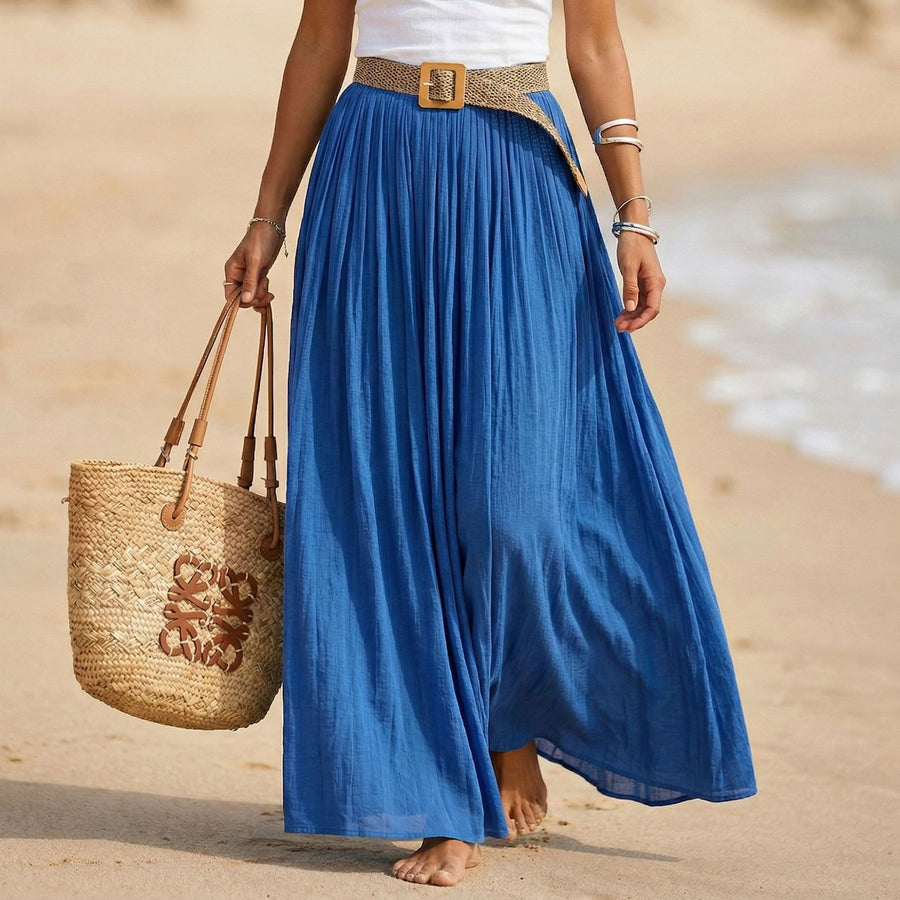 Elastic-waist Flared Maxi Dress - Perfect Holiday Beach Dress