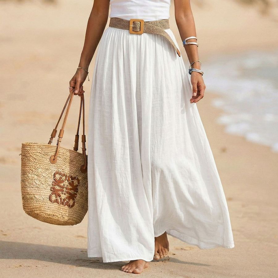 Elastic-waist Flared Maxi Dress - Perfect Holiday Beach Dress