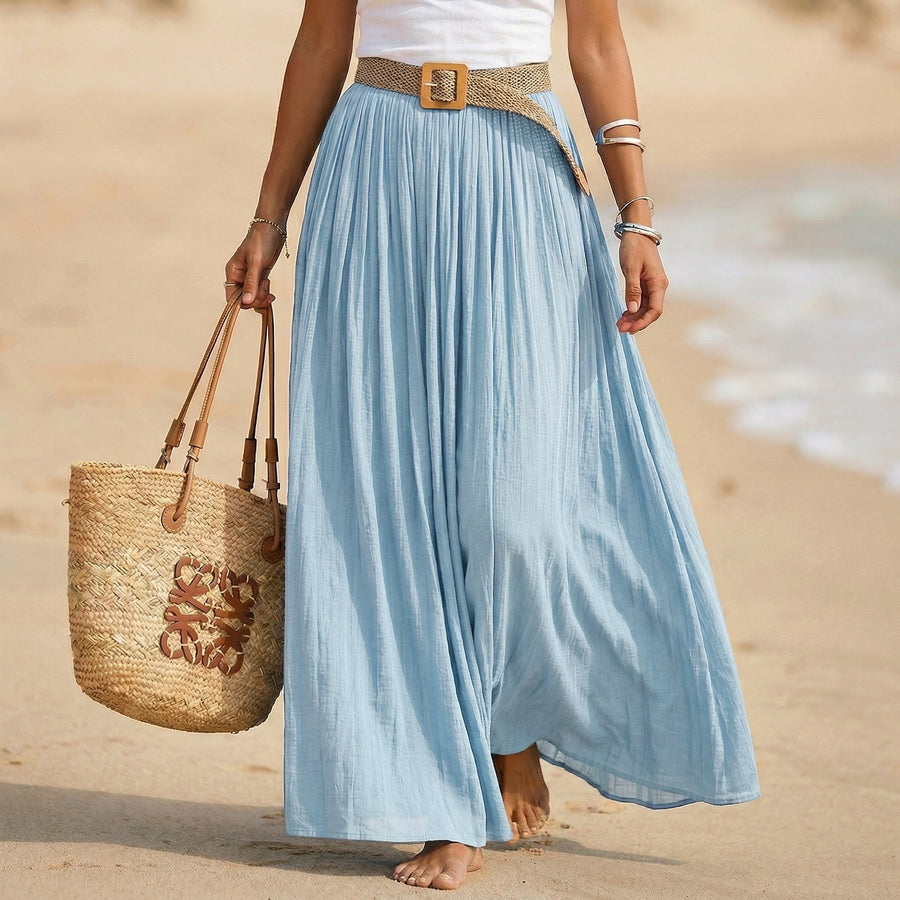 Elastic-waist Flared Maxi Dress - Perfect Holiday Beach Dress