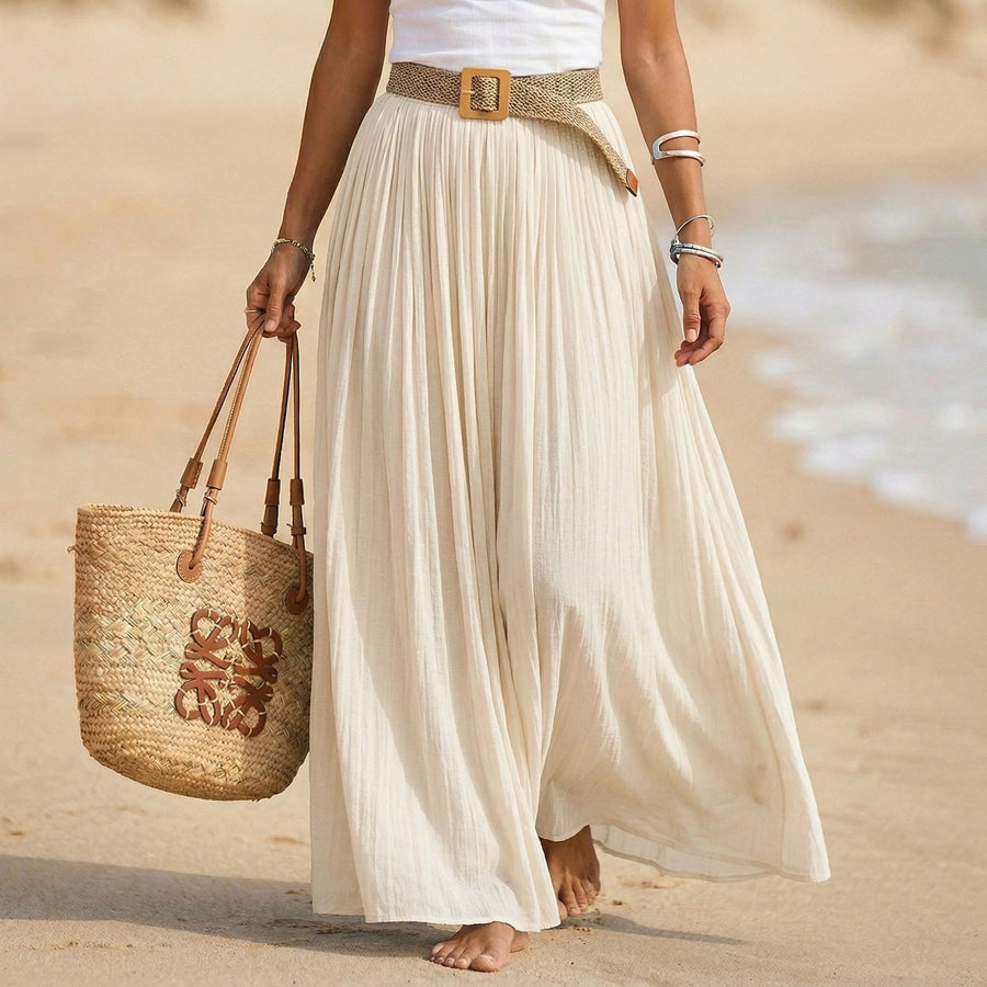 Elastic-waist Flared Maxi Dress - Perfect Holiday Beach Dress
