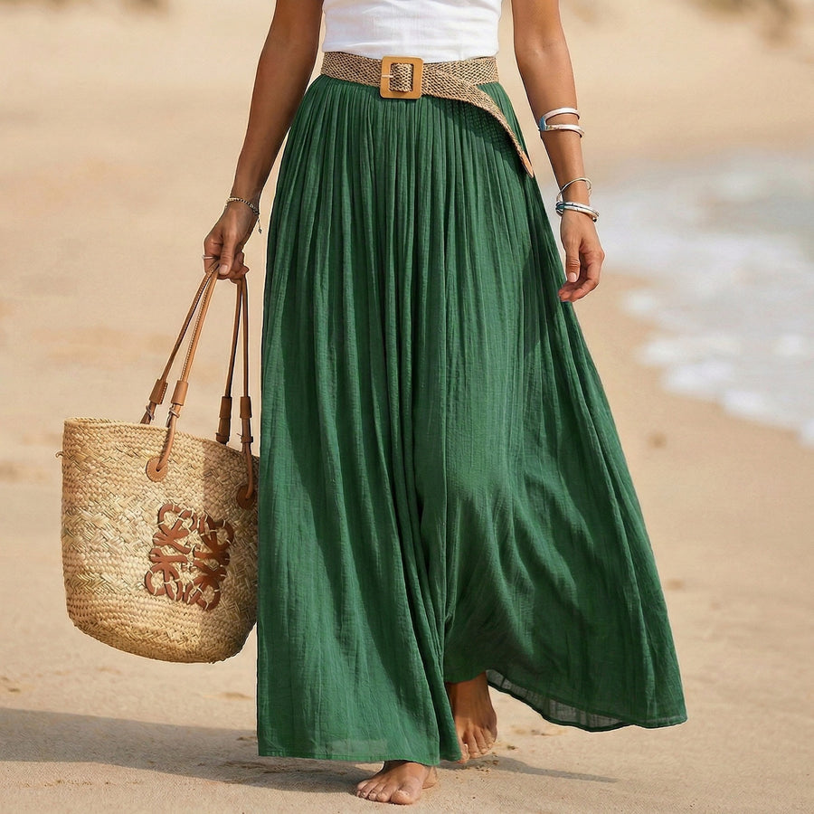 Elastic-waist Flared Maxi Dress - Perfect Holiday Beach Dress