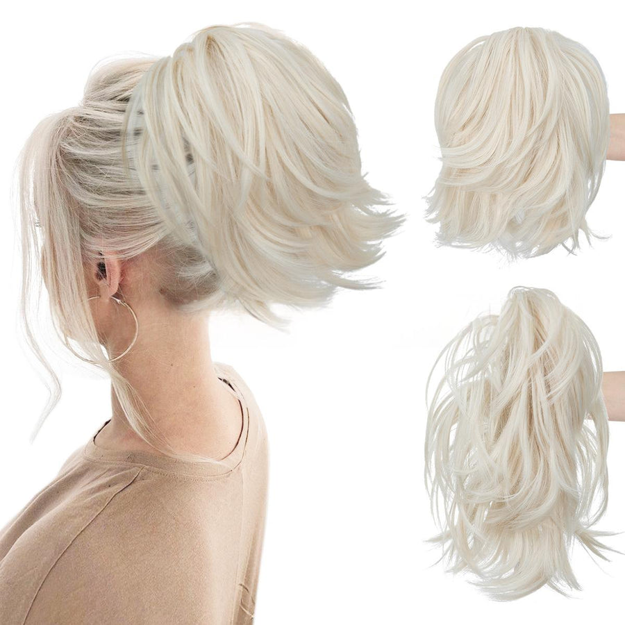 Voluminous Short Curls Clip-On Ponytail with Claw Clip