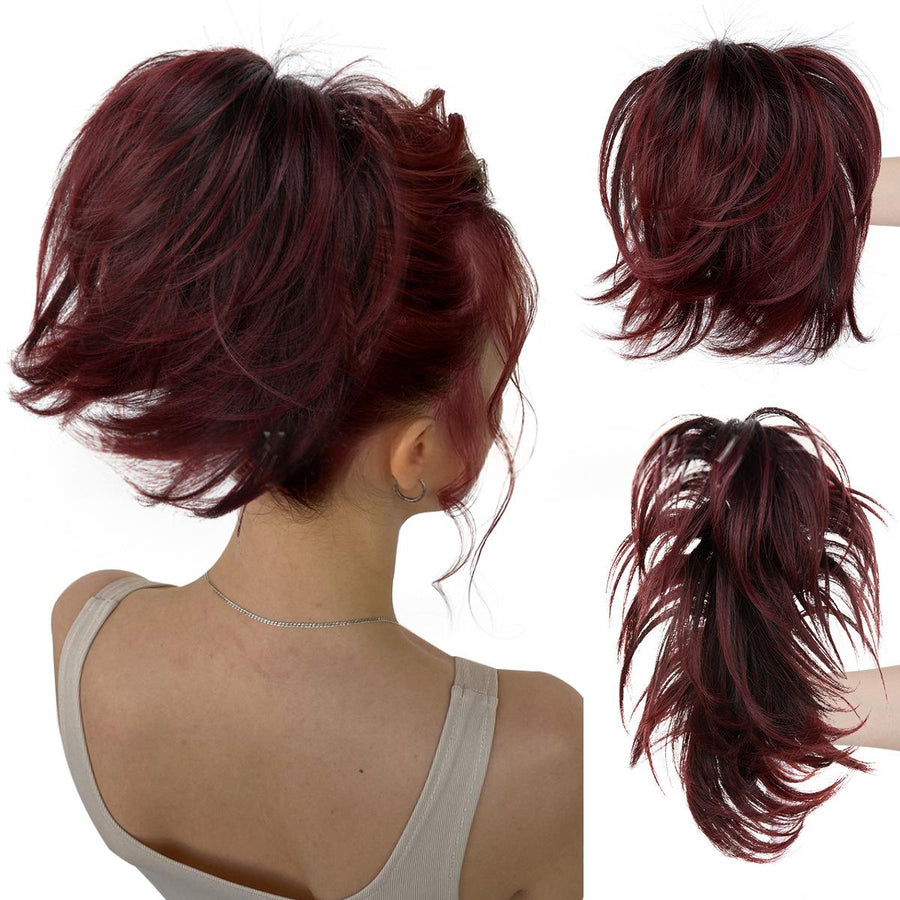 Voluminous Short Curls Clip-On Ponytail with Claw Clip