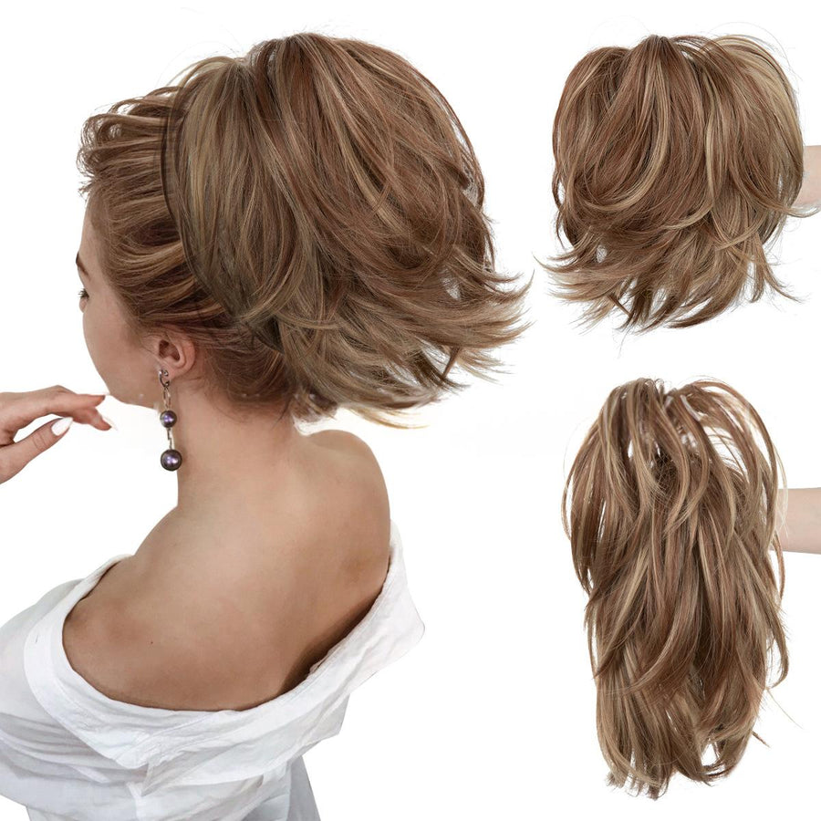 Voluminous Short Curls Clip-On Ponytail with Claw Clip