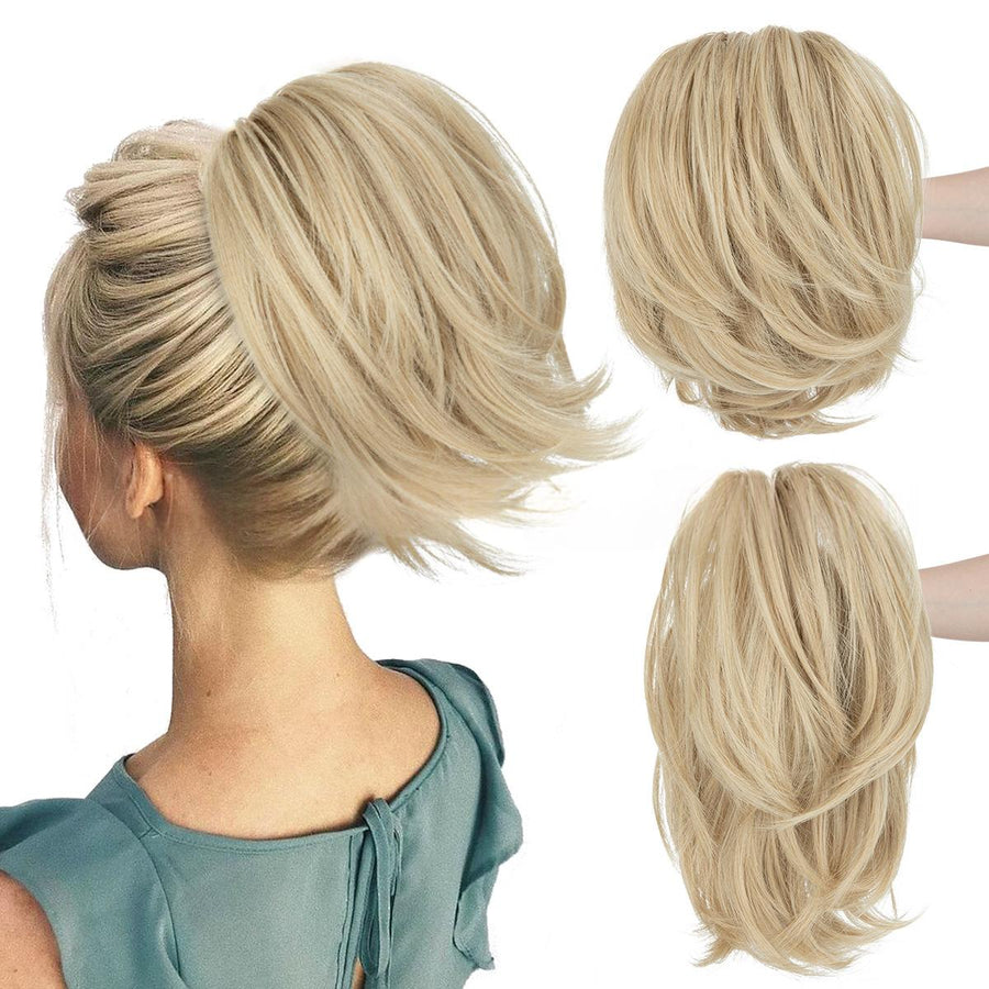Voluminous Short Curls Clip-On Ponytail with Claw Clip