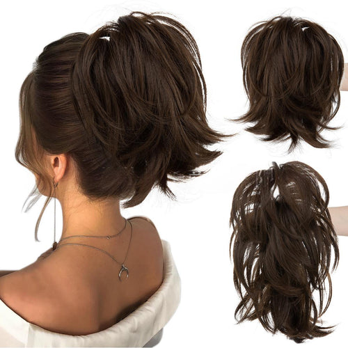 Voluminous Short Curls Clip-On Ponytail with Claw Clip
