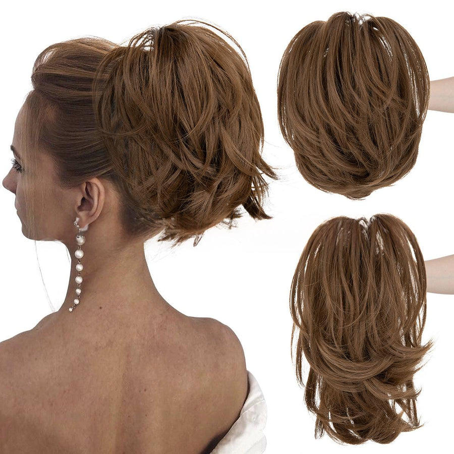 Voluminous Short Curls Clip-On Ponytail with Claw Clip