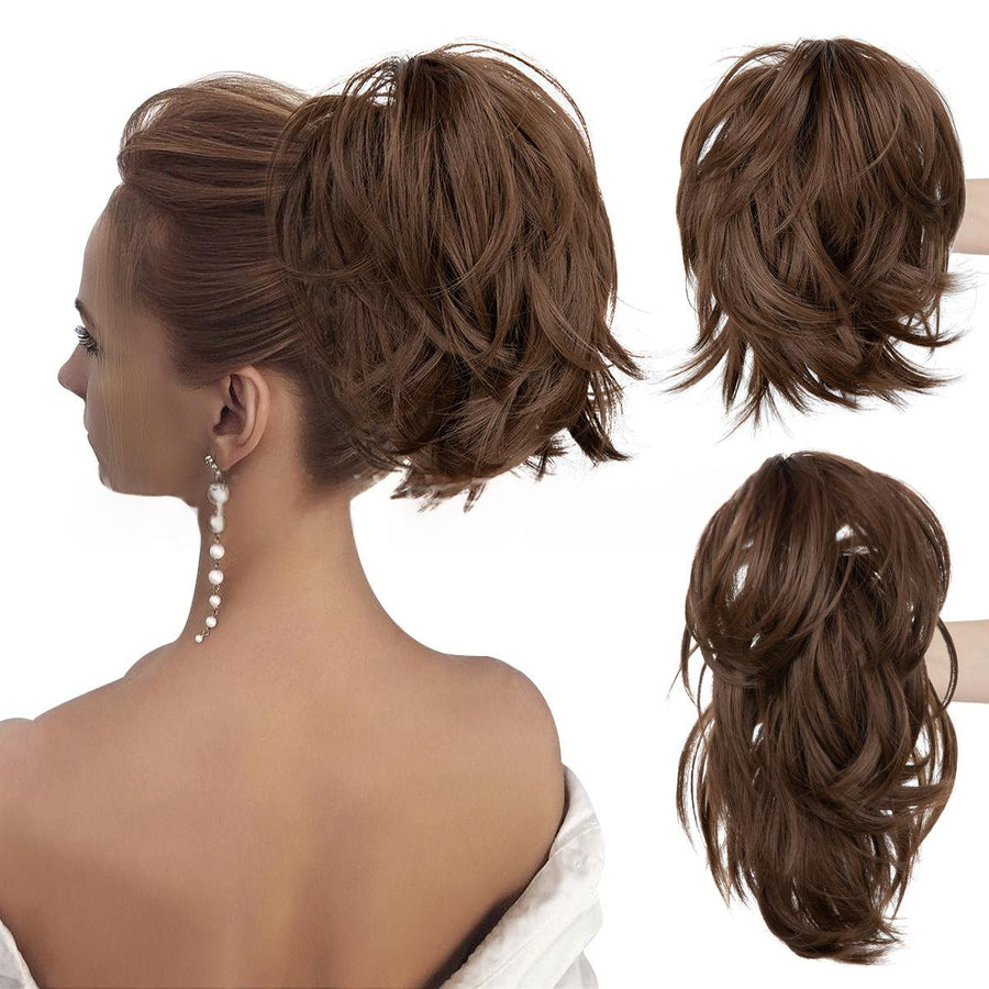 Voluminous Short Curls Clip-On Ponytail with Claw Clip