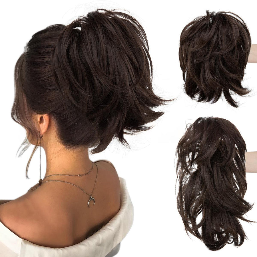 Voluminous Short Curls Clip-On Ponytail with Claw Clip