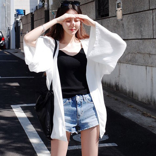 Korean-style Sun-protective Jacket for Women - Versatile Denim