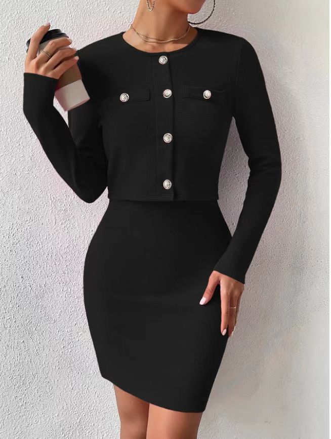 Womens Solid-Color Strap Dress Set - Perfect Lounge Set