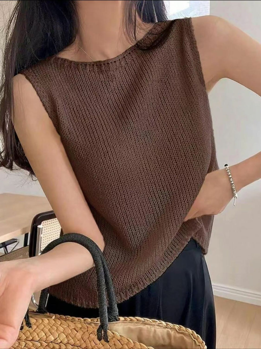 Round-neck Pullover Vest - Minimalist Style for Spring & Summer