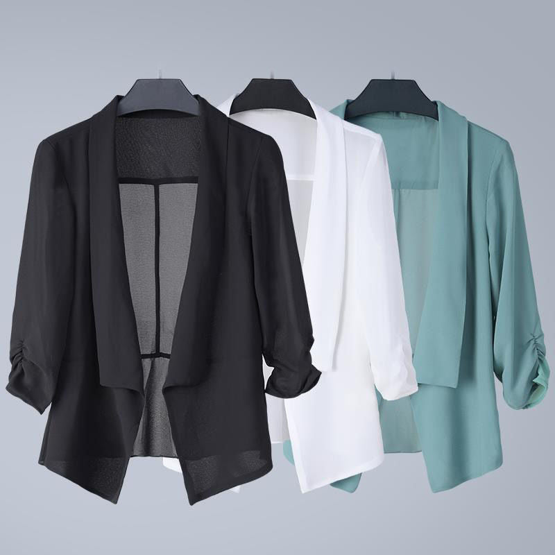 Shawl-style Sun-protective Denim Jacket for Casual Outings
