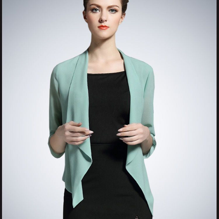 Shawl-style Sun-protective Denim Jacket for Casual Outings
