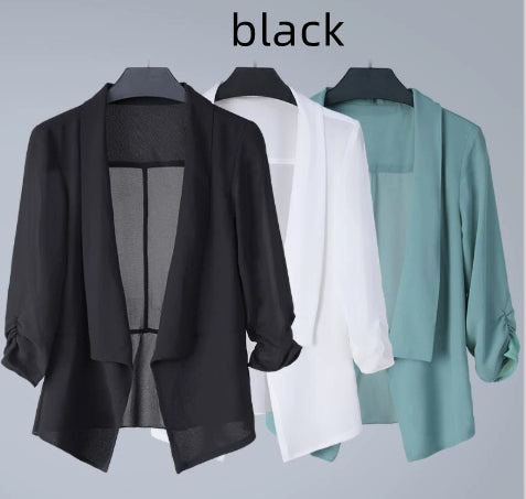 Shawl-style Sun-protective Denim Jacket for Casual Outings