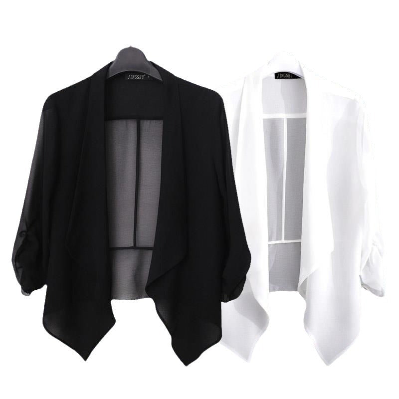 Shawl-style Sun-protective Denim Jacket for Casual Outings