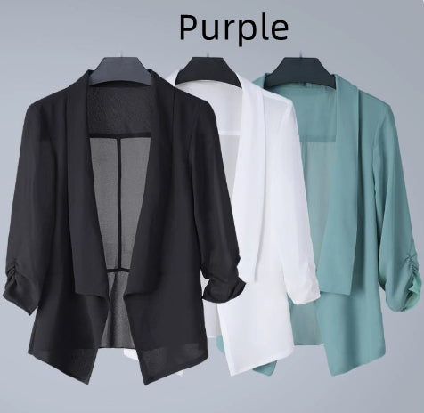 Shawl-style Sun-protective Denim Jacket for Casual Outings