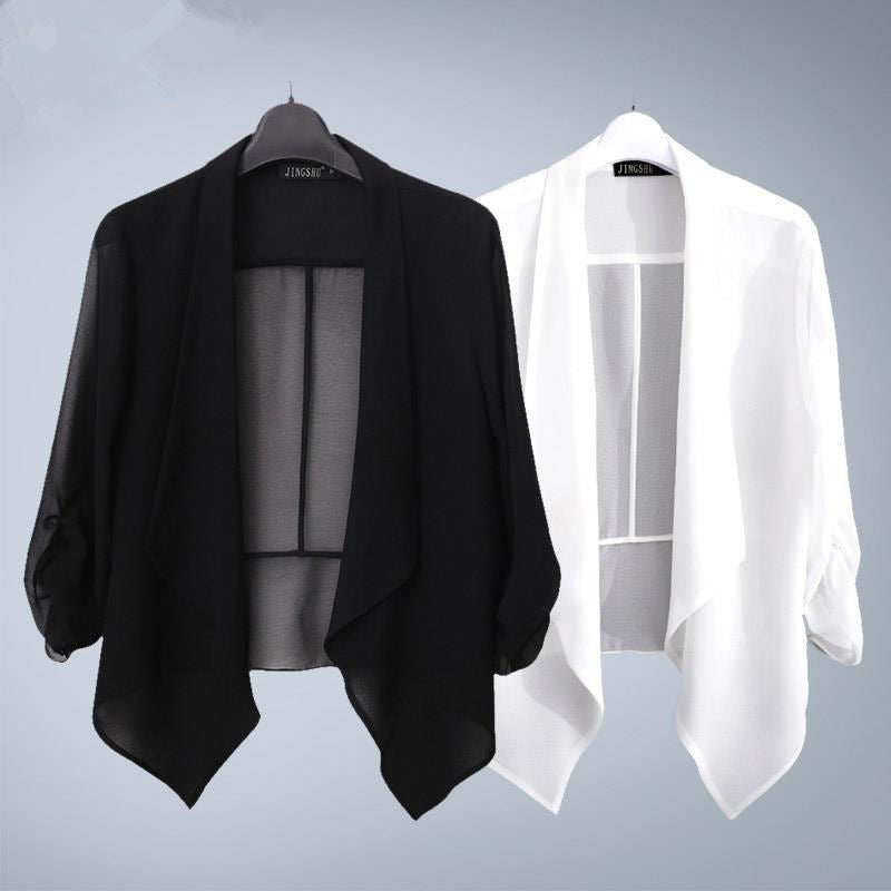 Shawl-style Sun-protective Denim Jacket for Casual Outings