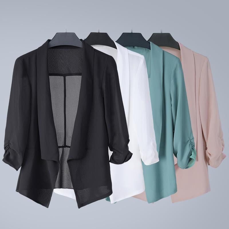 Shawl-style Sun-protective Denim Jacket for Casual Outings