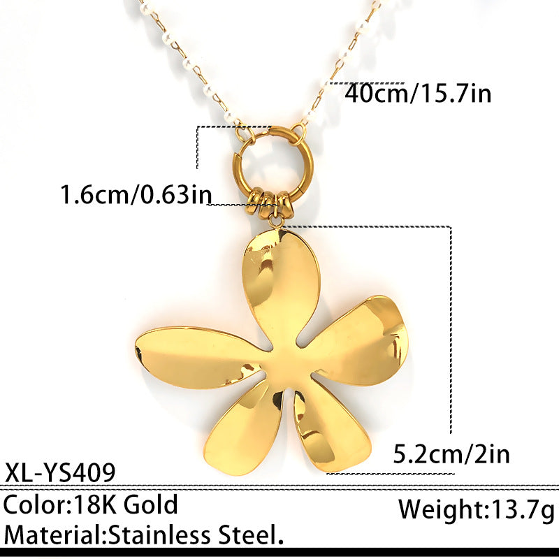 Vintage Stainless Steel Flower Necklace for Women | Pendant Necklace