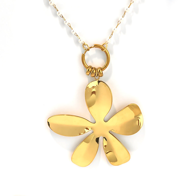 Vintage Stainless Steel Flower Necklace for Women | Pendant Necklace