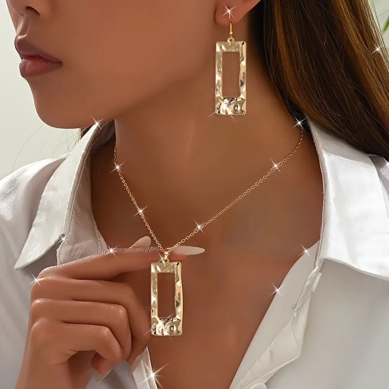 Elegant and Unique Brass Jewelry Set with Zircon Earrings