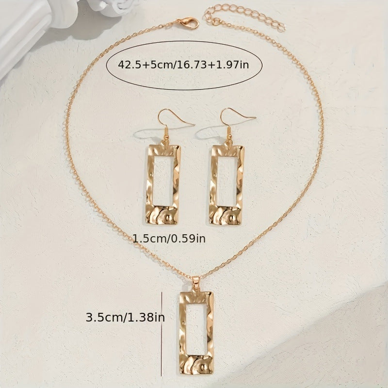 Elegant and Unique Brass Jewelry Set with Zircon Earrings