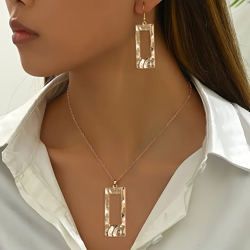 Elegant and Unique Brass Jewelry Set with Zircon Earrings