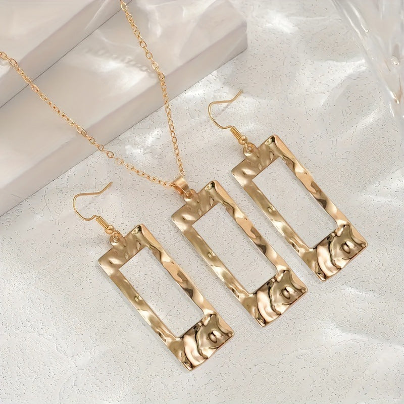 Elegant and Unique Brass Jewelry Set with Zircon Earrings