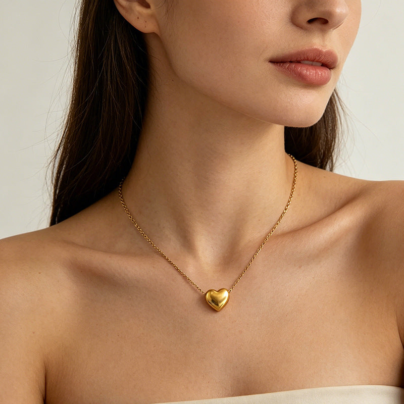 Chic Titanium Steel Heart-shaped Chain Necklace for Elegance