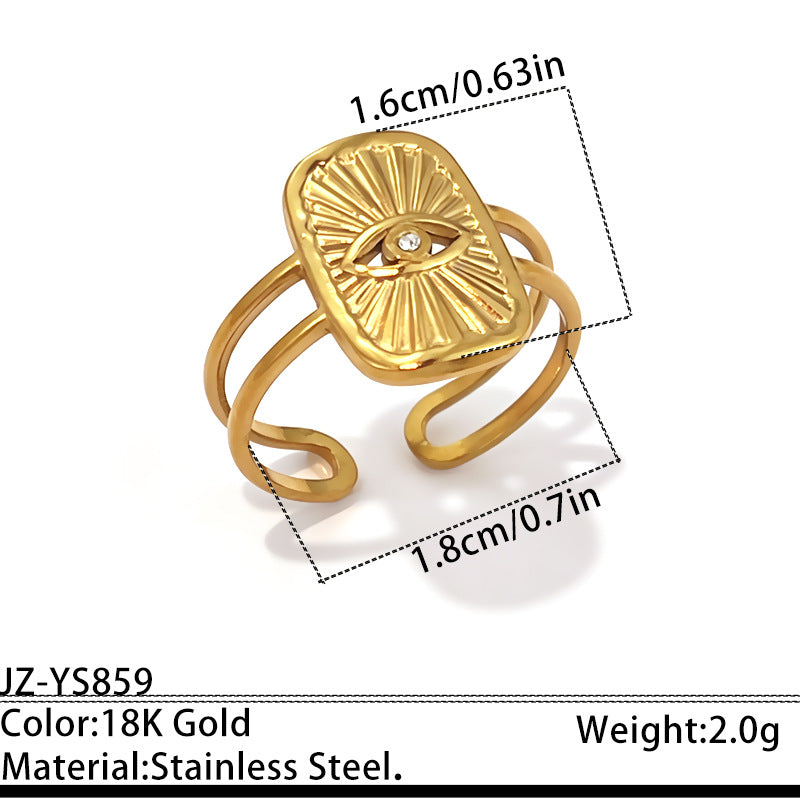 Two-tone Heart-shaped Stainless Steel Ring - Perfect Two Piece Set