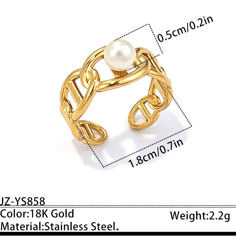 Two-tone Heart-shaped Stainless Steel Ring - Perfect Two Piece Set