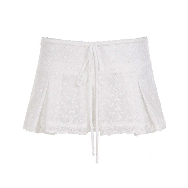 Lace Casual White Mini Skirt for Women - Trendy Style
