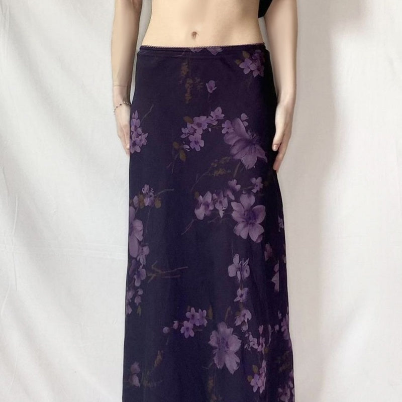 Retro-printed Mesh Dress for Women - Stylish Maxi Dress