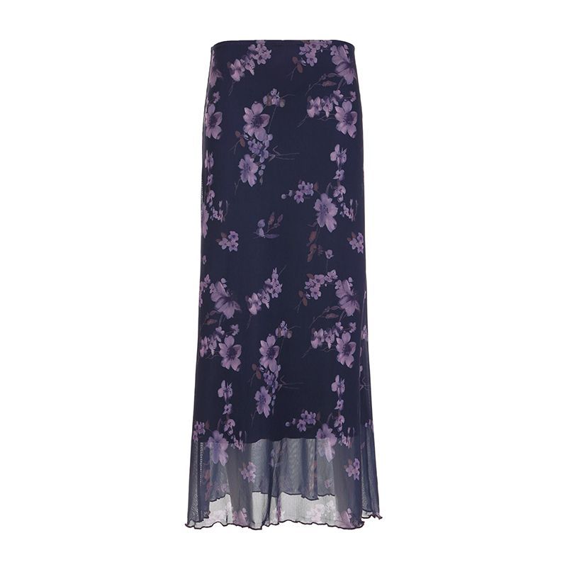Retro-printed Mesh Dress for Women - Stylish Maxi Dress