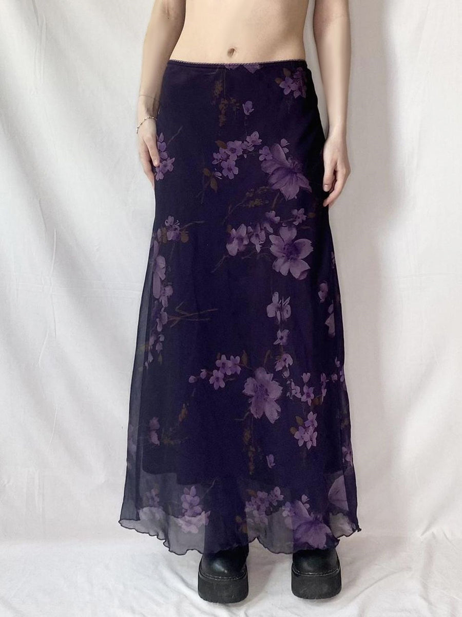 Retro-printed Mesh Dress for Women - Stylish Maxi Dress