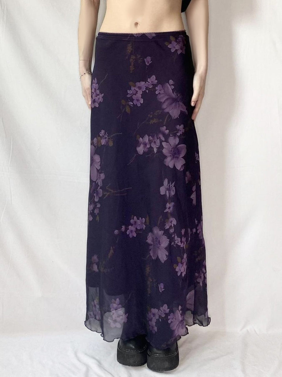 Retro-printed Mesh Dress for Women - Stylish Maxi Dress