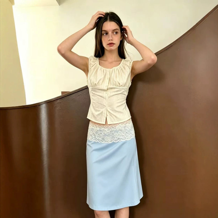 Stunning Multicolor Lace-Patchwork Maxi Skirt for Women