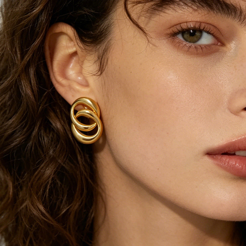 Stainless Steel Wrapped Statement Earrings - Bold & Chic Studs