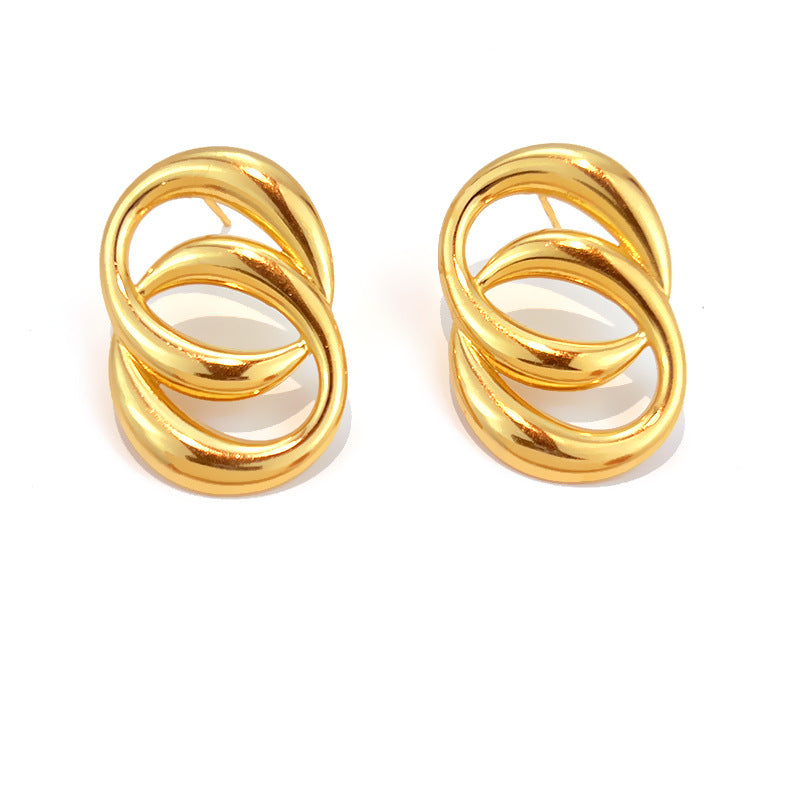 Stainless Steel Wrapped Statement Earrings - Bold & Chic Studs