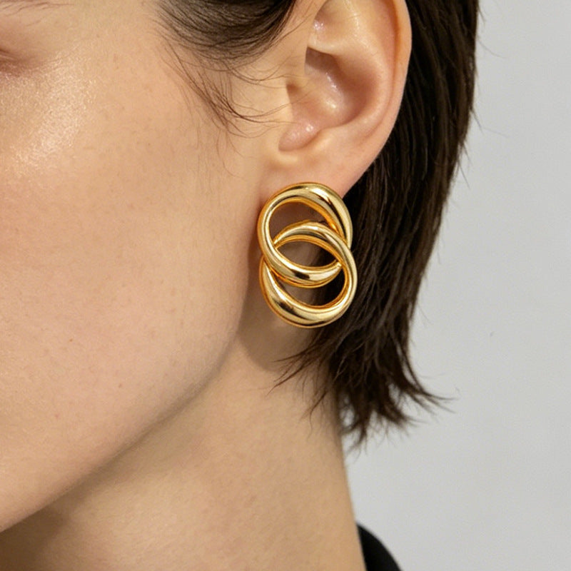 Stainless Steel Wrapped Statement Earrings - Bold & Chic Studs