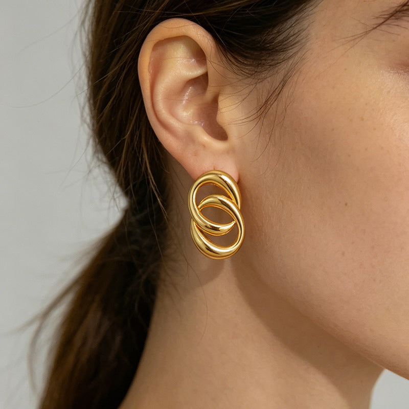 Stainless Steel Wrapped Statement Earrings - Bold & Chic Studs