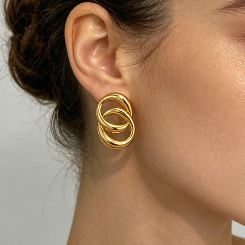 Stainless Steel Wrapped Statement Earrings - Bold & Chic Studs