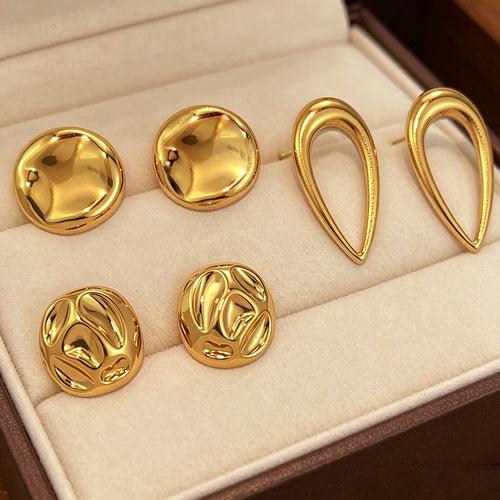 Simple and Elegant Round Titanium Steel Stud Earrings