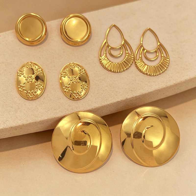 Simple and Elegant Round Titanium Steel Stud Earrings