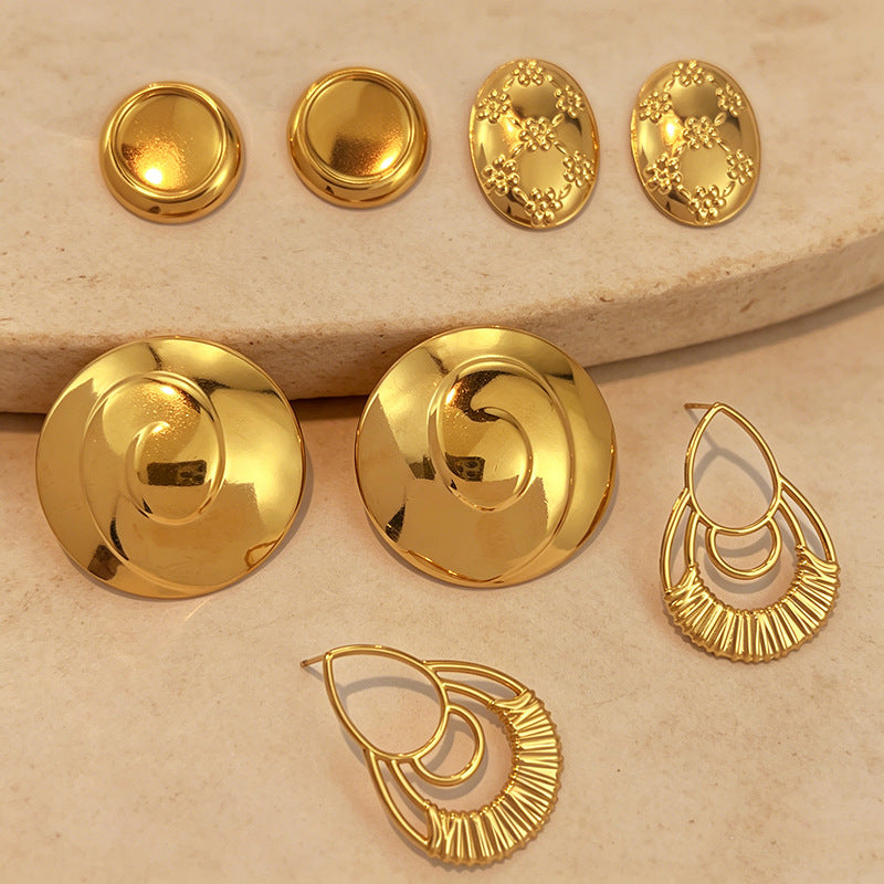 Simple and Elegant Round Titanium Steel Stud Earrings