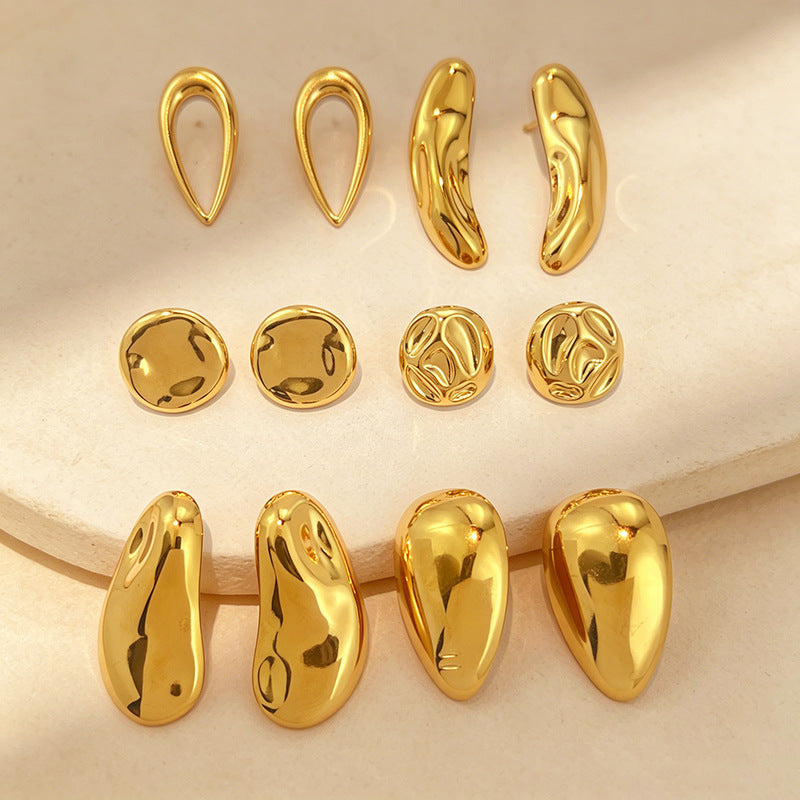 Minimalist Teardrop-shaped Titanium Steel Stud Earrings