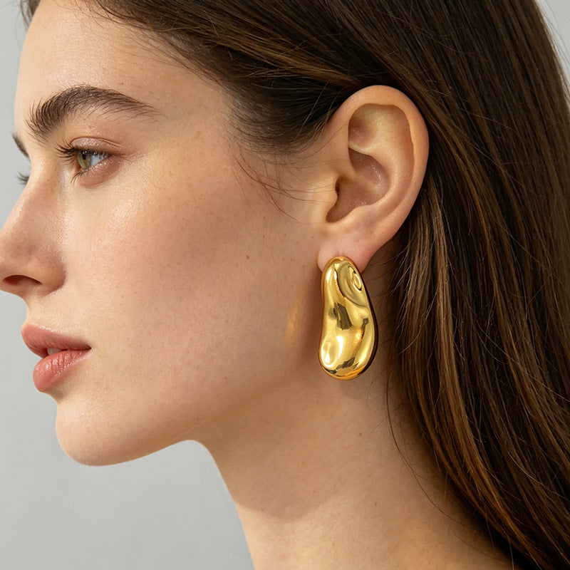 Minimalist Teardrop-shaped Titanium Steel Stud Earrings